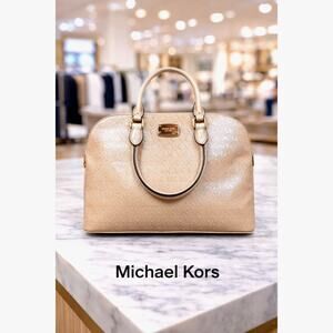 Michael Kors Cindy Dome Satchel - Oyster with Gold Tone Hardware